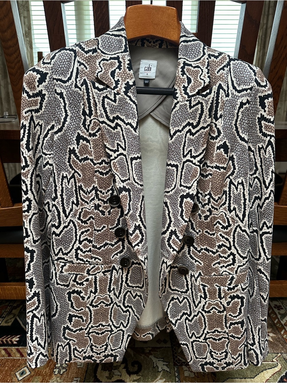 CAbi Brown, Black & Cream Snake-Print Blazer Jacket